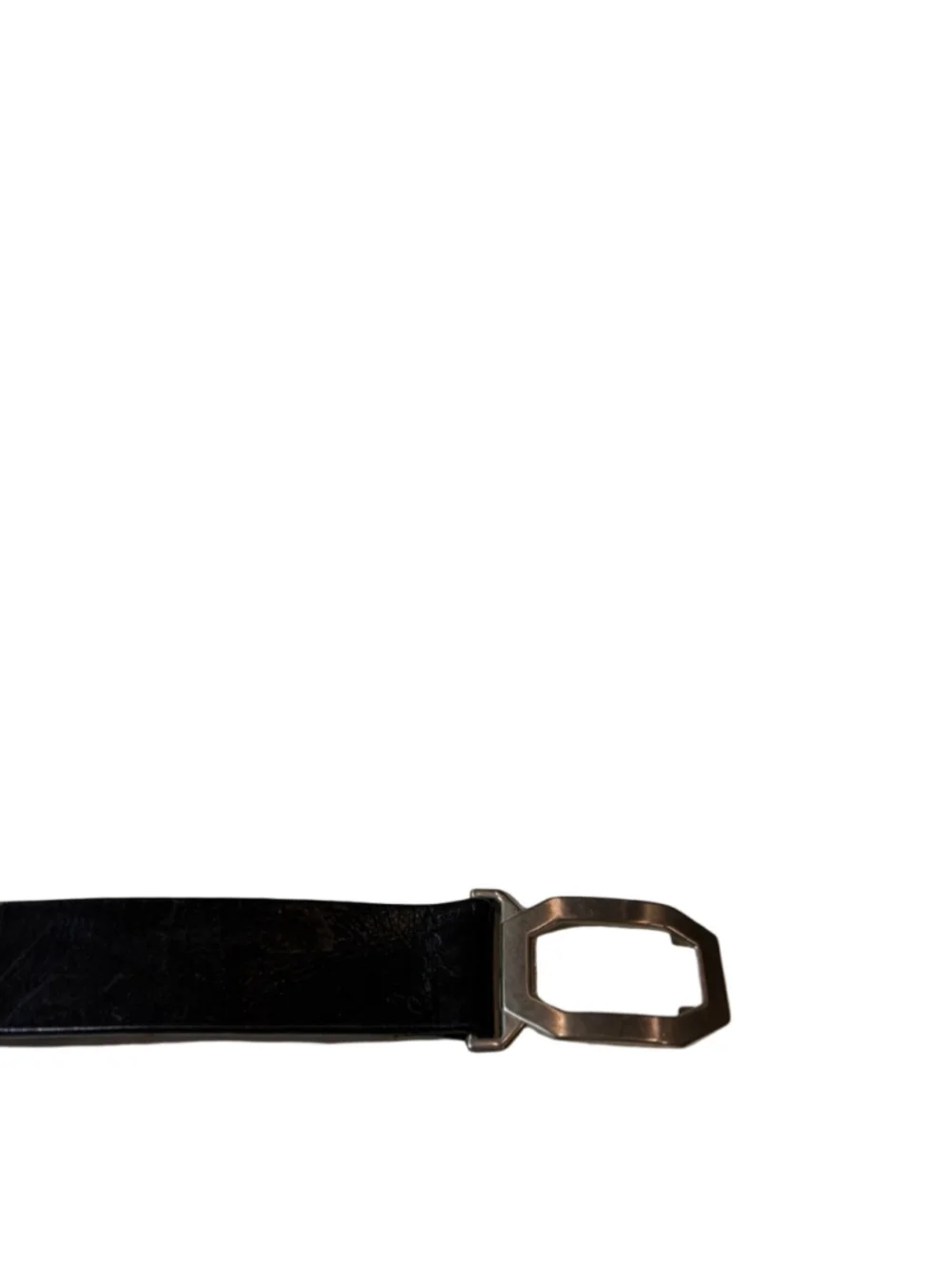 BRAVE Black Italian Leather Geometric Hook Buckle Belt Handmade Canada 36